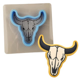Bull Skull Cookie Cutter | Stamp | Stencil #1 Miscellaneous Cookie Cutter Lady MINI - 2 Inches (5cm) **BUNDLE** Cutter + Stencil 