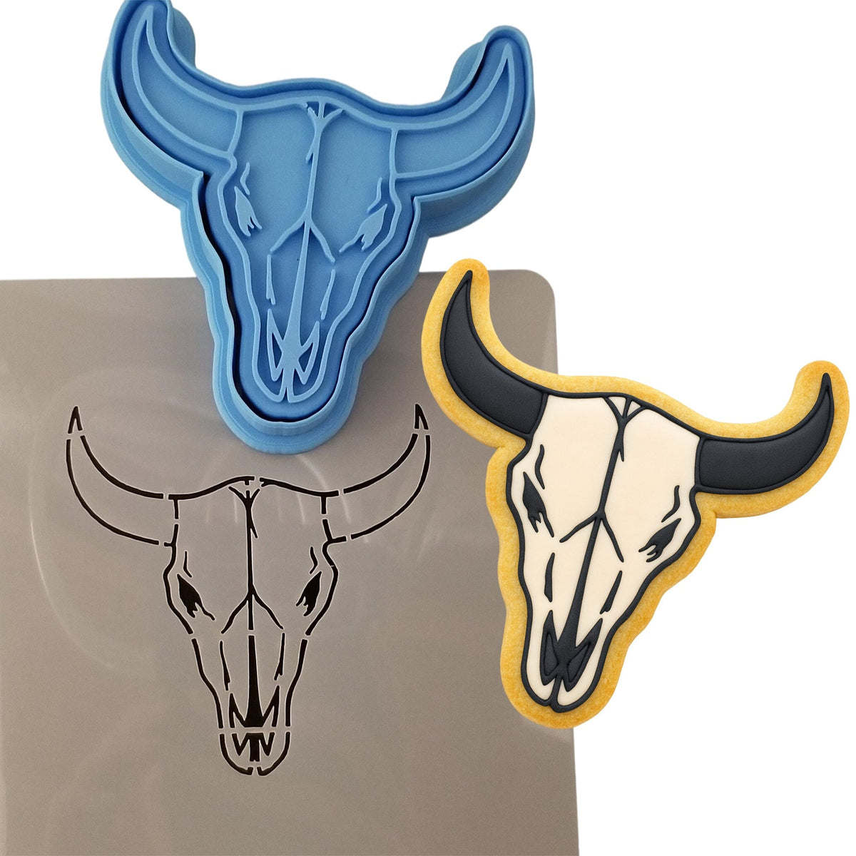 Bull Skull Cookie Cutter | Stamp | Stencil #1 Miscellaneous Cookie Cutter Lady 