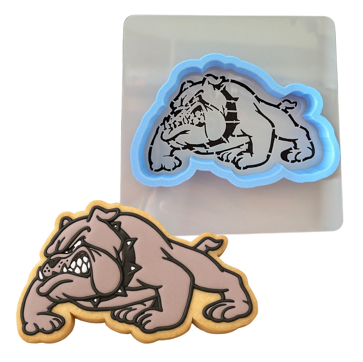 Bulldog Body Cookie Cutter | Stamp | Stencil #1 Animals & Dinosaurs Cookie Cutter Lady MINI - 2 Inches (5cm) **BUNDLE** Cutter + Stencil 