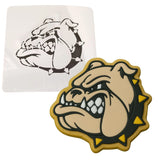 a picture of a bulldog head on a coaster