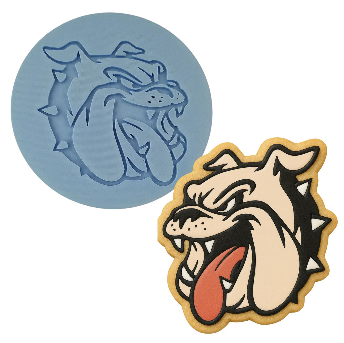 Bulldog Face Tongue Cookie Cutter | Stamp | Stencil #2 Animals & Dinosaurs Cookie Cutter Lady 