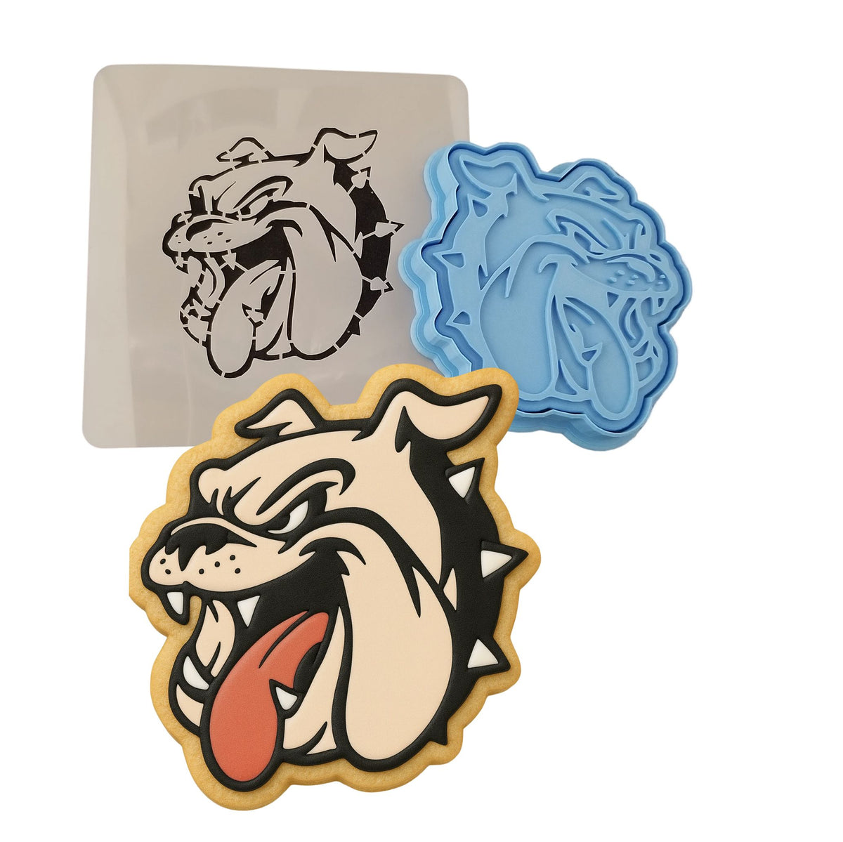 Bulldog Face Tongue Cookie Cutter | Stamp | Stencil #2 Animals & Dinosaurs Cookie Cutter Lady 