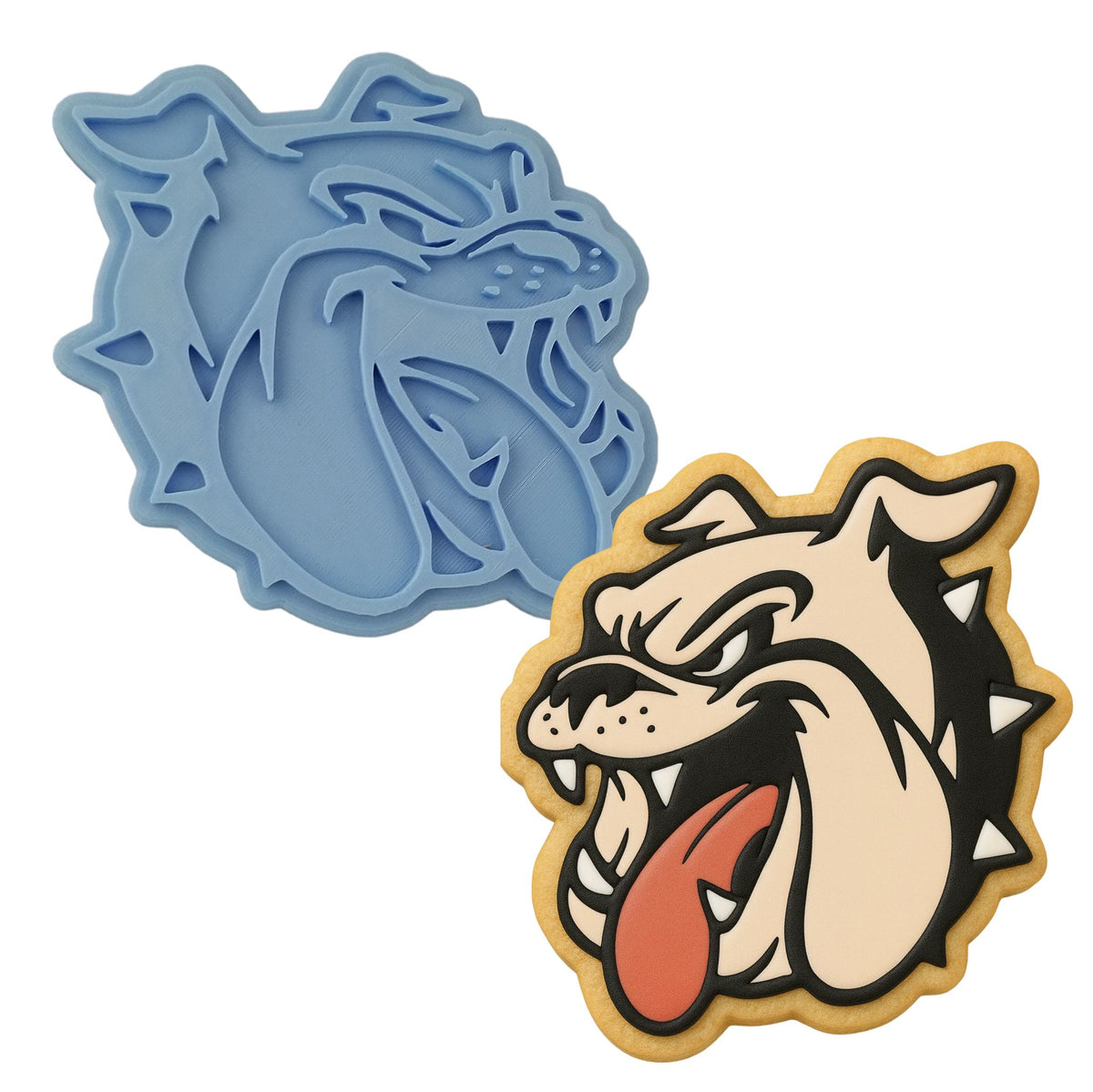 Bulldog Face Tongue Cookie Cutter | Stamp | Stencil #2 Animals & Dinosaurs Cookie Cutter Lady 