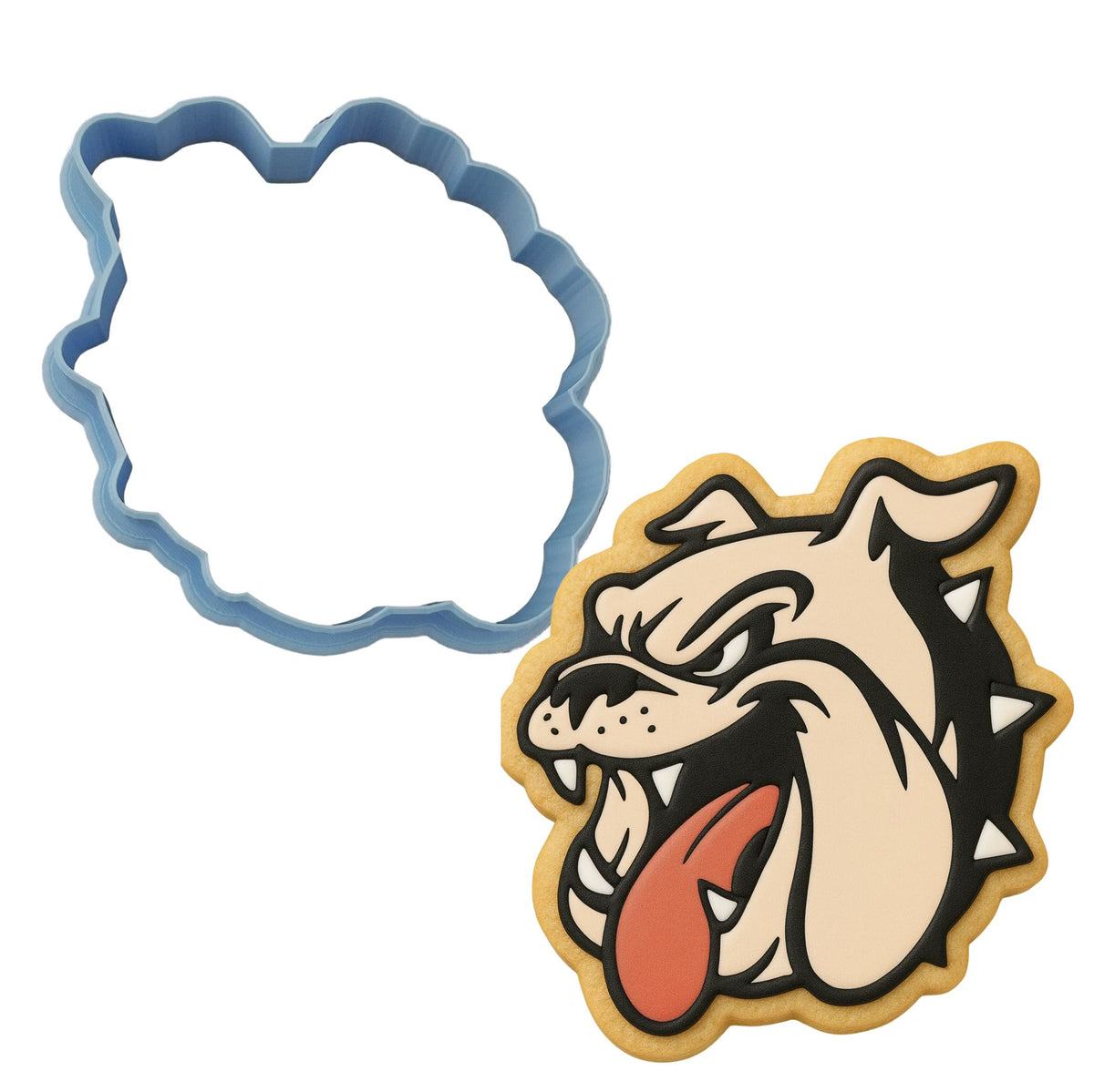 Bulldog Face Tongue Cookie Cutter | Stamp | Stencil #2 Animals & Dinosaurs Cookie Cutter Lady 