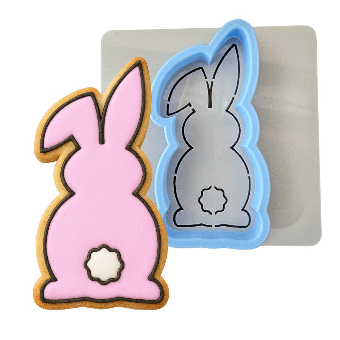 Bunny Facing Forward Cookie Cutter | Stamp | Stencil #1 Easter / Spring / Flower Cookie Cutter Lady MINI - 2 Inches (5cm) **BUNDLE** Cutter + Stencil 