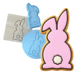 Bunny Facing Forward Cookie Cutter | Stamp | Stencil #1 Easter / Spring / Flower Cookie Cutter Lady MINI - 2 Inches (5cm) **FULL SET BUNDLE** Cutter + Stamp + Stencil + Debosser **BEST DEAL** 