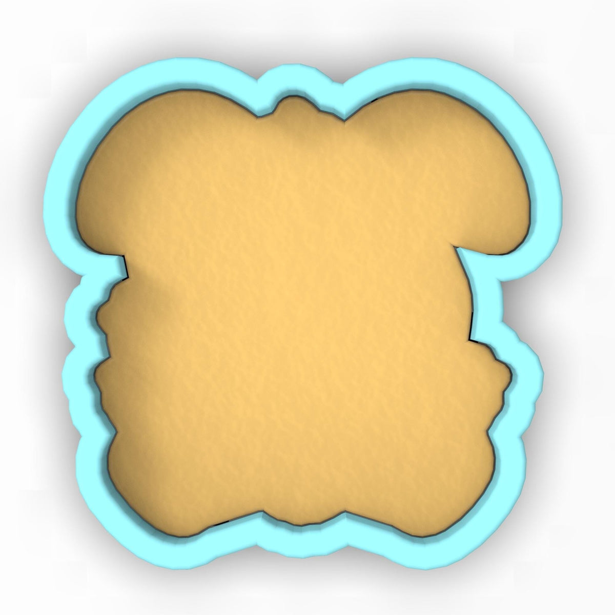 a cookie shaped like a face on a white background