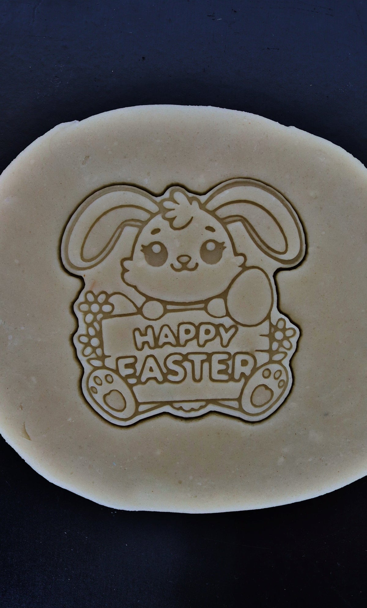 Bunny Holding Happy Easter Sign Cookie Cutter | Stamp | Stencil - SHARP EDGES - FAST Shipping - Choose Your Own Size! #1 Cookie Cutter Lady 