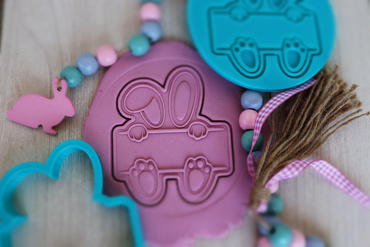 Bunny Name Plaque Cookie Cutter | Stamp | Stencil #1 Easter / Spring / Flower Cookie Cutter Lady 