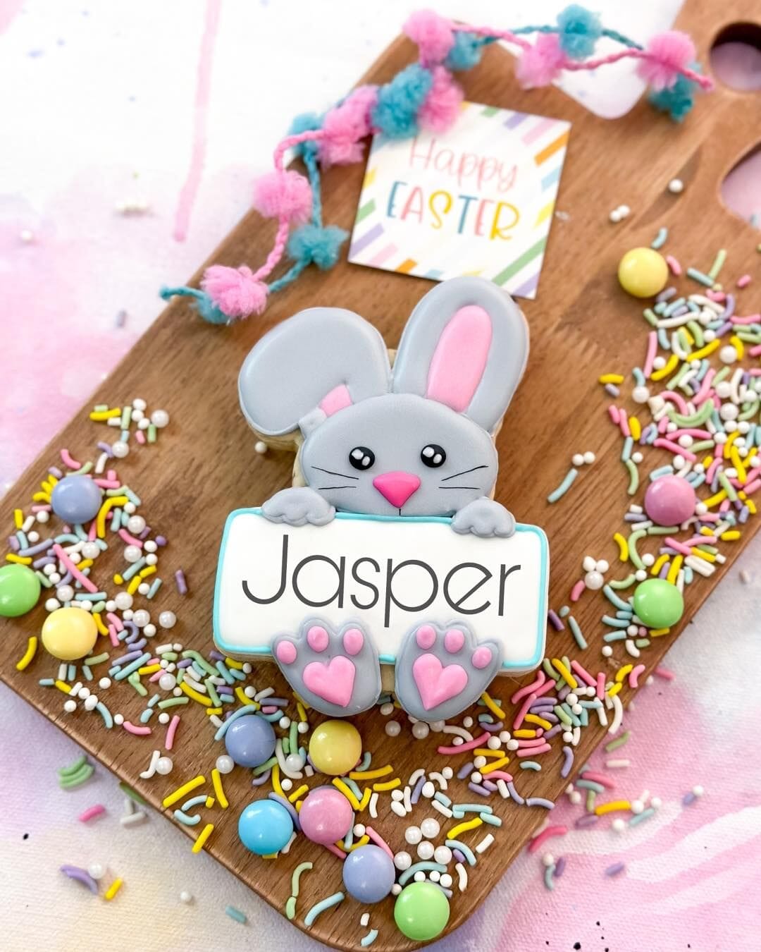 Bunny Name Plaque Girl Cookie Cutter | Stamp | Stencil #1 Easter / Spring / Flower Cookie Cutter Lady 