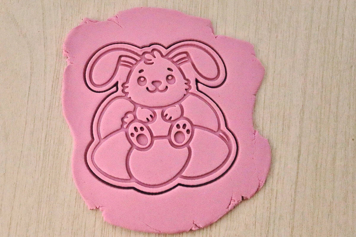 Bunny Sitting on Egg Pile Cookie Cutter | Stamp | Stencil - SHARP EDGES - FAST Shipping - Choose Your Own Size! #1 Cookie Cutter Lady 