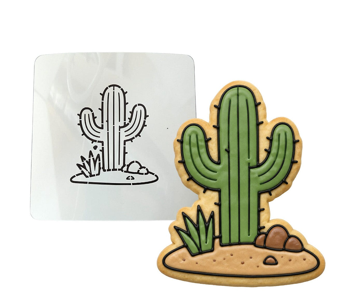 Cactus Cookie Cutter Cactus Desert Cookie Cutter | Stamp | Stencil | Debosser #1 Cookie Cutter Lady LITTLE - 3 Inches (7.62cm) Stencil ONLY 