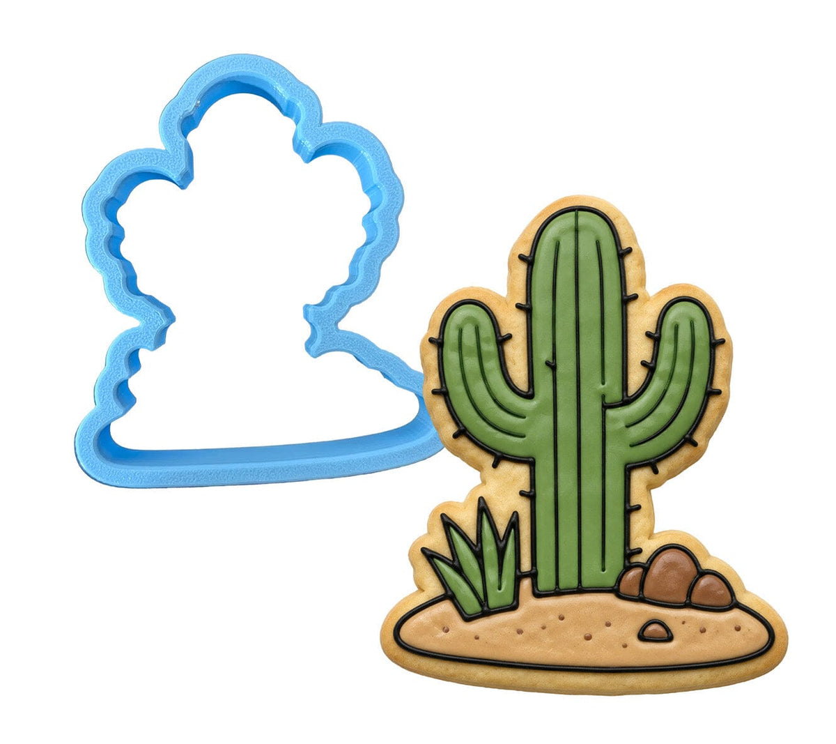 Cactus Cookie Cutter Cactus Desert Cookie Cutter | Stamp | Stencil | Debosser #1 Cookie Cutter Lady LITTLE - 3 Inches (7.62cm) Cookie Cutter ONLY (Outline) 