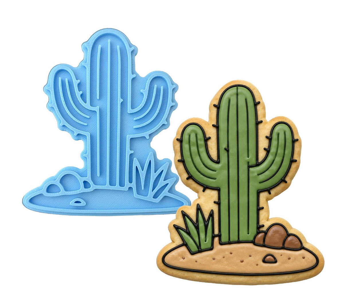 Cactus Cookie Cutter Cactus Desert Cookie Cutter | Stamp | Stencil | Debosser #1 Cookie Cutter Lady LITTLE - 3 Inches (7.62cm) Stamp ONLY 