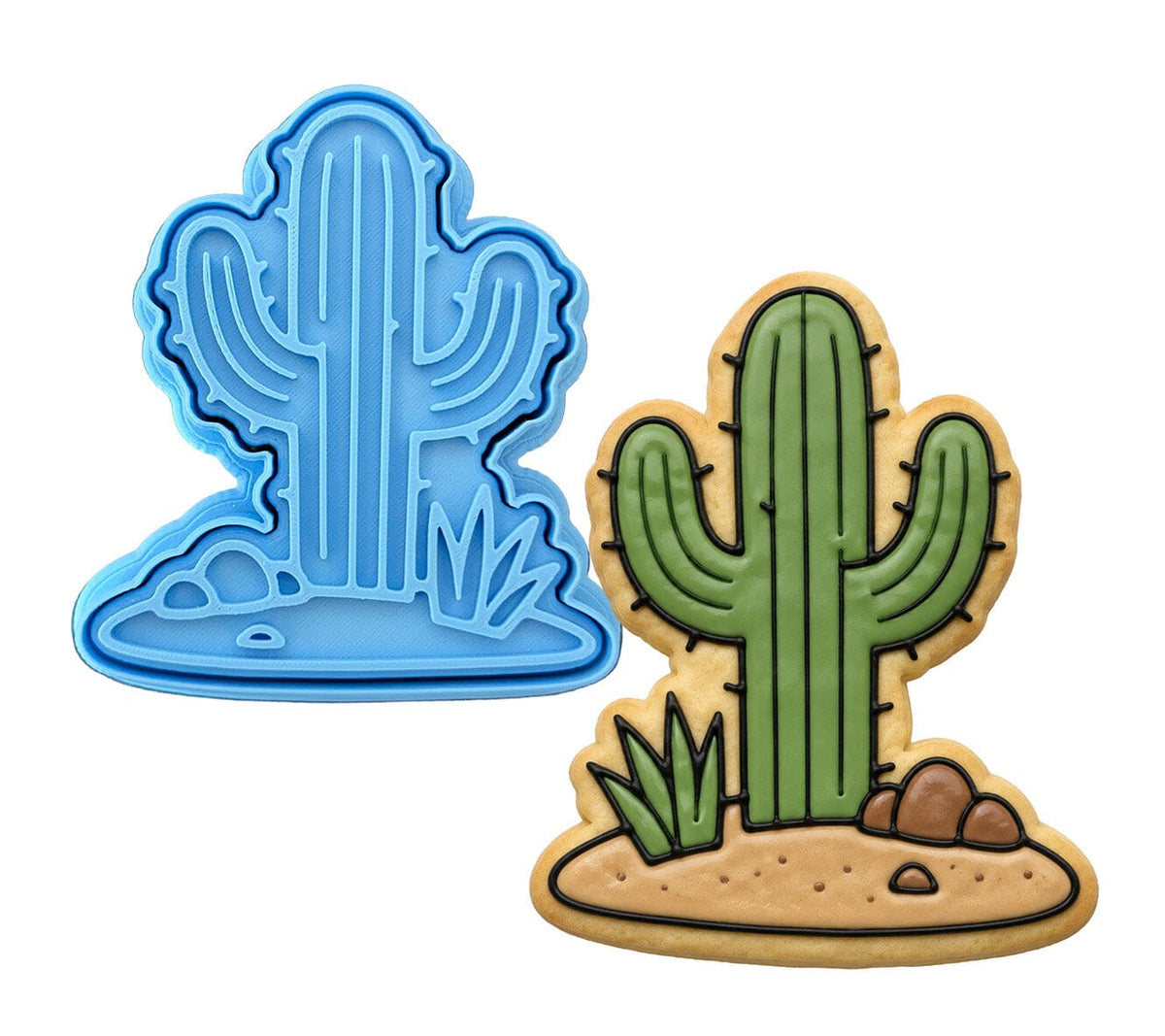 Cactus Cookie Cutter Cactus Desert Cookie Cutter | Stamp | Stencil | Debosser #1 Cookie Cutter Lady LITTLE - 3 Inches (7.62cm) **BUNDLE** Cutter + Stamp 