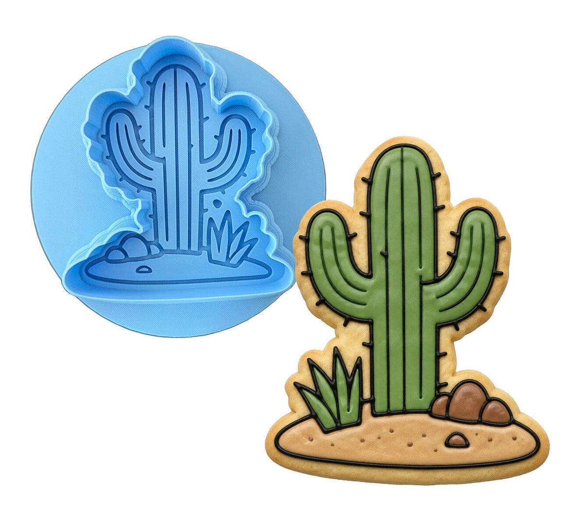 Cactus Cookie Cutter Cactus Desert Cookie Cutter | Stamp | Stencil | Debosser #1 Cookie Cutter Lady LITTLE - 3 Inches (7.62cm) **BUNDLE** Cutter + Debosser 