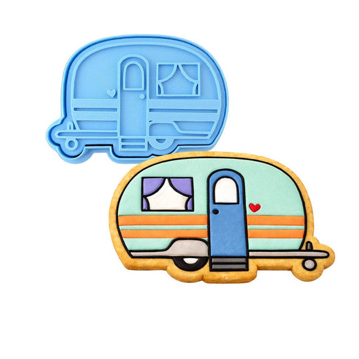Camper Cookie Cutter | Stamp | Stencil #2 Boys/ Army / Outdoorsman Cookie Cutter Lady MINI - 2 Inches (5cm) **BUNDLE** Cutter + Stamp 