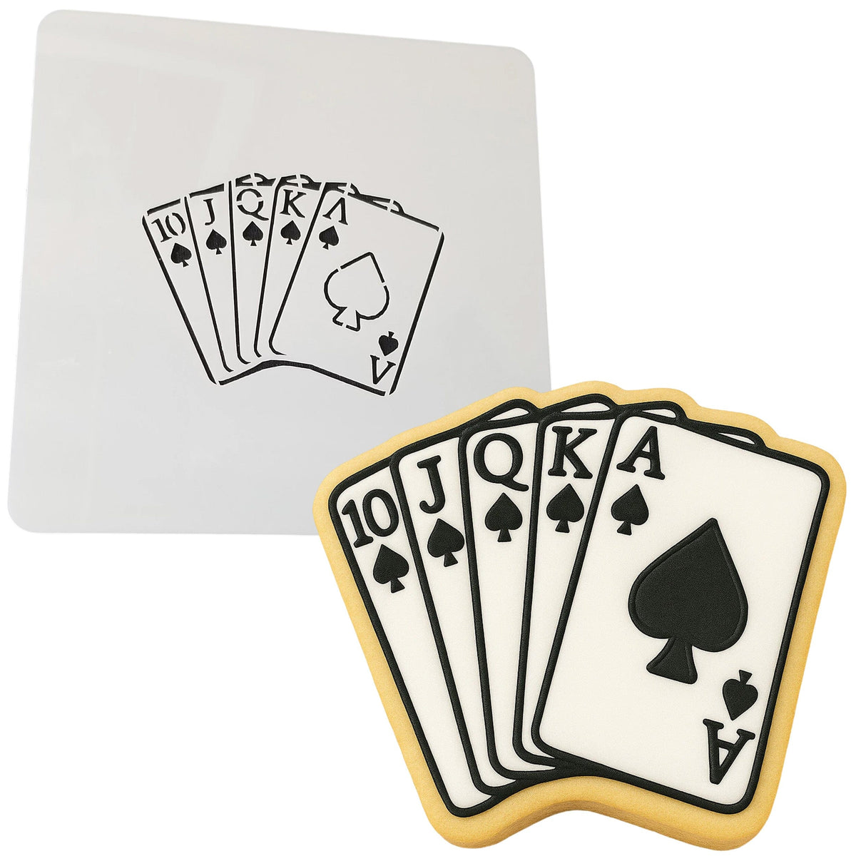 a cookie with four playing cards on it