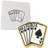 a cookie with four playing cards on it