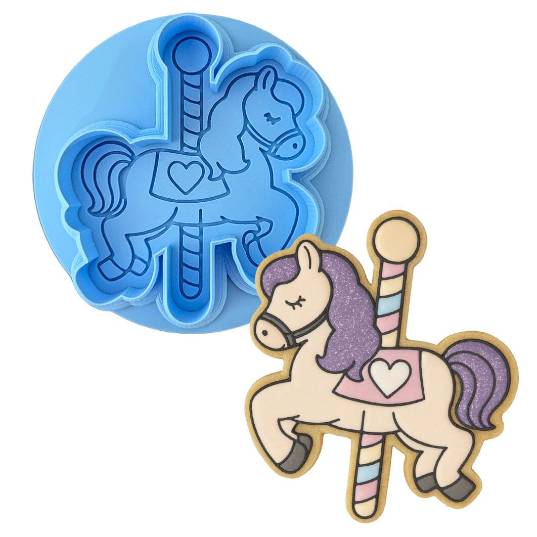 Carousel Horse Cookie Cutter | Stamp | Stencil - SHARP EDGES - FAST Shipping - Choose Your Own Size! #2 Cookie Cutter Lady LITTLE - 3 Inches (7.62cm) **BUNDLE** Cutter + Debosser 