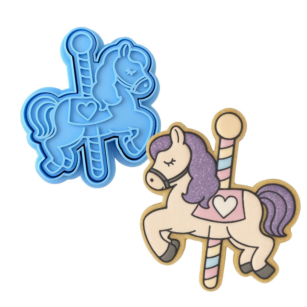 Carousel Horse Cookie Cutter | Stamp | Stencil - SHARP EDGES - FAST Shipping - Choose Your Own Size! #2 Cookie Cutter Lady LITTLE - 3 Inches (7.62cm) **BUNDLE** Cutter + Stamp 