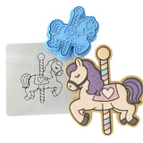Carousel Horse Cookie Cutter | Stamp | Stencil - SHARP EDGES - FAST Shipping - Choose Your Own Size! #2 Cookie Cutter Lady LITTLE - 3 Inches (7.62cm) **BUNDLE** Cutter + Stamp + Stencil 