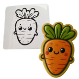 a picture of a cartoon carrot next to a cookie