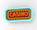 A neon sign that says "CASINO" in large, illuminated letters.