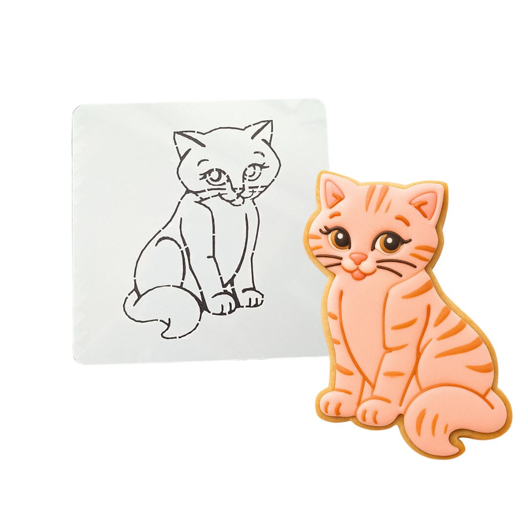 Cat Cookie Cutter Detailed Dogs & Cats Cookie Cutter Lady MINI - 2 Inches (5cm) Stencil ONLY 