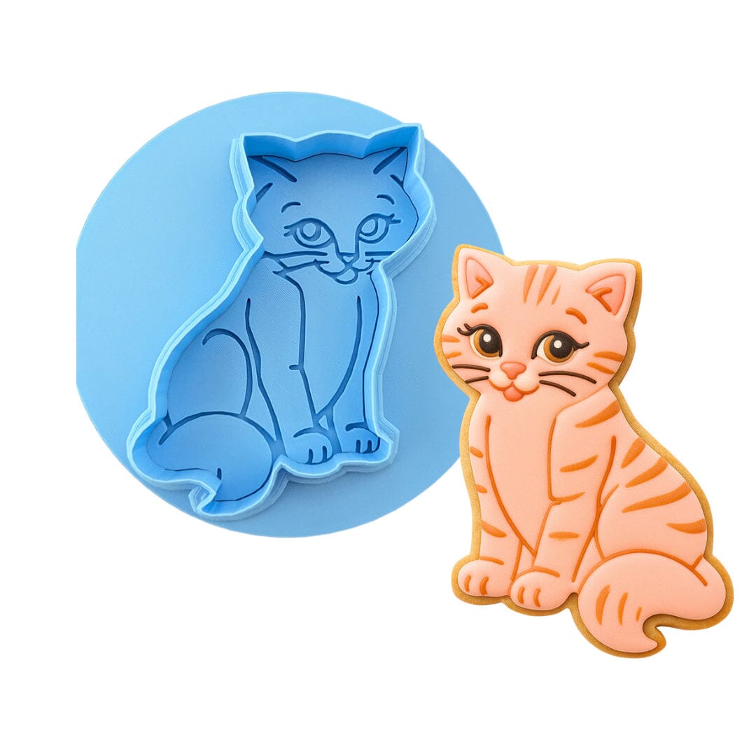 Cat Cookie Cutter Detailed Dogs & Cats Cookie Cutter Lady MINI - 2 Inches (5cm) **BUNDLE** Cutter + Debosser 