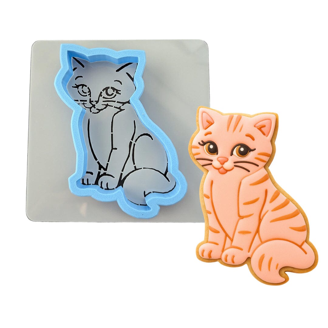 Cat Cookie Cutter Detailed Dogs & Cats Cookie Cutter Lady MINI - 2 Inches (5cm) **BUNDLE** Cutter + Stencil 