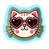 a picture of a cat with heart shaped glasses