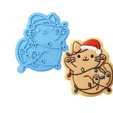 Cat Stuck in Christmas Lights Cookie Cutter | Stamp | Stencil Xmas / Winter / NYE Cookie Cutter Lady MINI - 2 Inches (5cm) Stamp ONLY 