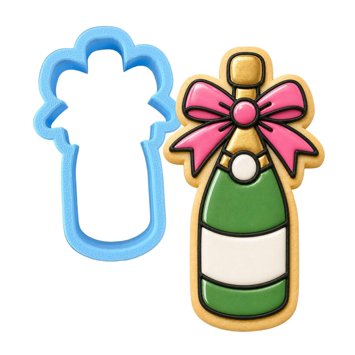 Champagne Bottle with Bow Cookie Cutter | Stamp | Stencil - SHARP EDGES - FAST Shipping - Choose Your Own Size! #1 Cookie Cutter Lady LITTLE - 3 Inches (7.62cm) Cookie Cutter ONLY (Outline) 