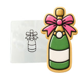 Champagne Bottle with Bow Cookie Cutter | Stamp | Stencil - SHARP EDGES - FAST Shipping - Choose Your Own Size! #1 Cookie Cutter Lady LITTLE - 3 Inches (7.62cm) Stencil ONLY 