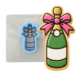 Champagne Bottle with Bow Cookie Cutter | Stamp | Stencil - SHARP EDGES - FAST Shipping - Choose Your Own Size! #1 Cookie Cutter Lady LITTLE - 3 Inches (7.62cm) **BUNDLE** Cutter + Stencil 