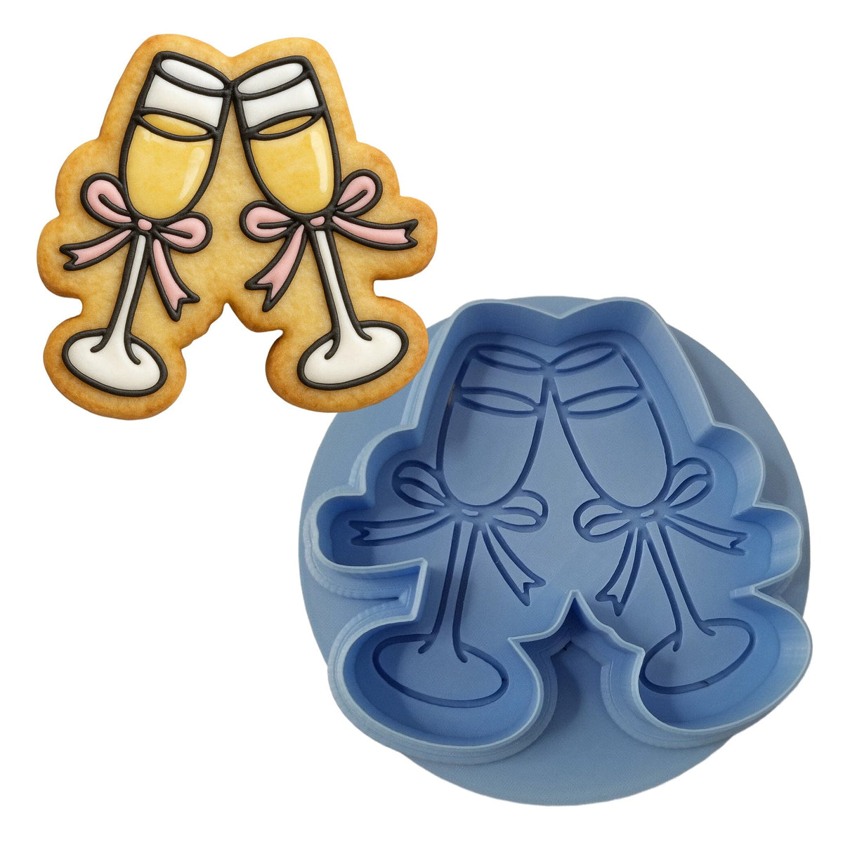 Champagne Glass Cheers Cookie Cutter | Stamp | Stencil - SHARP EDGES - FAST Shipping - Choose Your Own Size! #2 Cookie Cutter Lady LITTLE - 3 Inches (7.62cm) **BUNDLE** Cutter + Debosser 