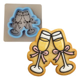 Champagne Glass Cheers Cookie Cutter | Stamp | Stencil - SHARP EDGES - FAST Shipping - Choose Your Own Size! #2 Cookie Cutter Lady LITTLE - 3 Inches (7.62cm) **BUNDLE** Cutter + Stencil 