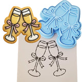 Champagne Glass Cheers Cookie Cutter | Stamp | Stencil - SHARP EDGES - FAST Shipping - Choose Your Own Size! #2 Cookie Cutter Lady LITTLE - 3 Inches (7.62cm) **BUNDLE** Cutter + Stamp + Stencil 