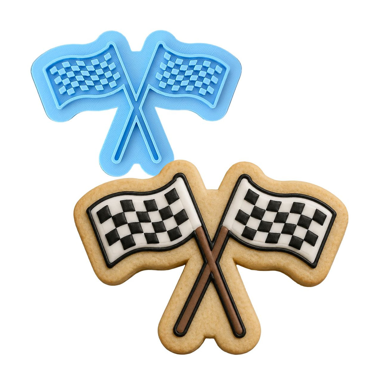 Checkered Flag Cookie Cutter | Stamp | Stencil #1 Cookie Cutters Cookie Cutter Lady MINI - 2 Inches (5cm) Stamp ONLY 