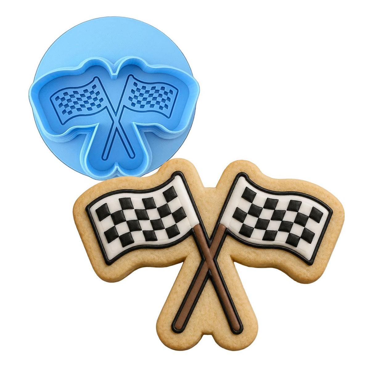 Checkered Flag Cookie Cutter | Stamp | Stencil #1 Cookie Cutters Cookie Cutter Lady MINI - 2 Inches (5cm) **BUNDLE** Cutter + Debosser 