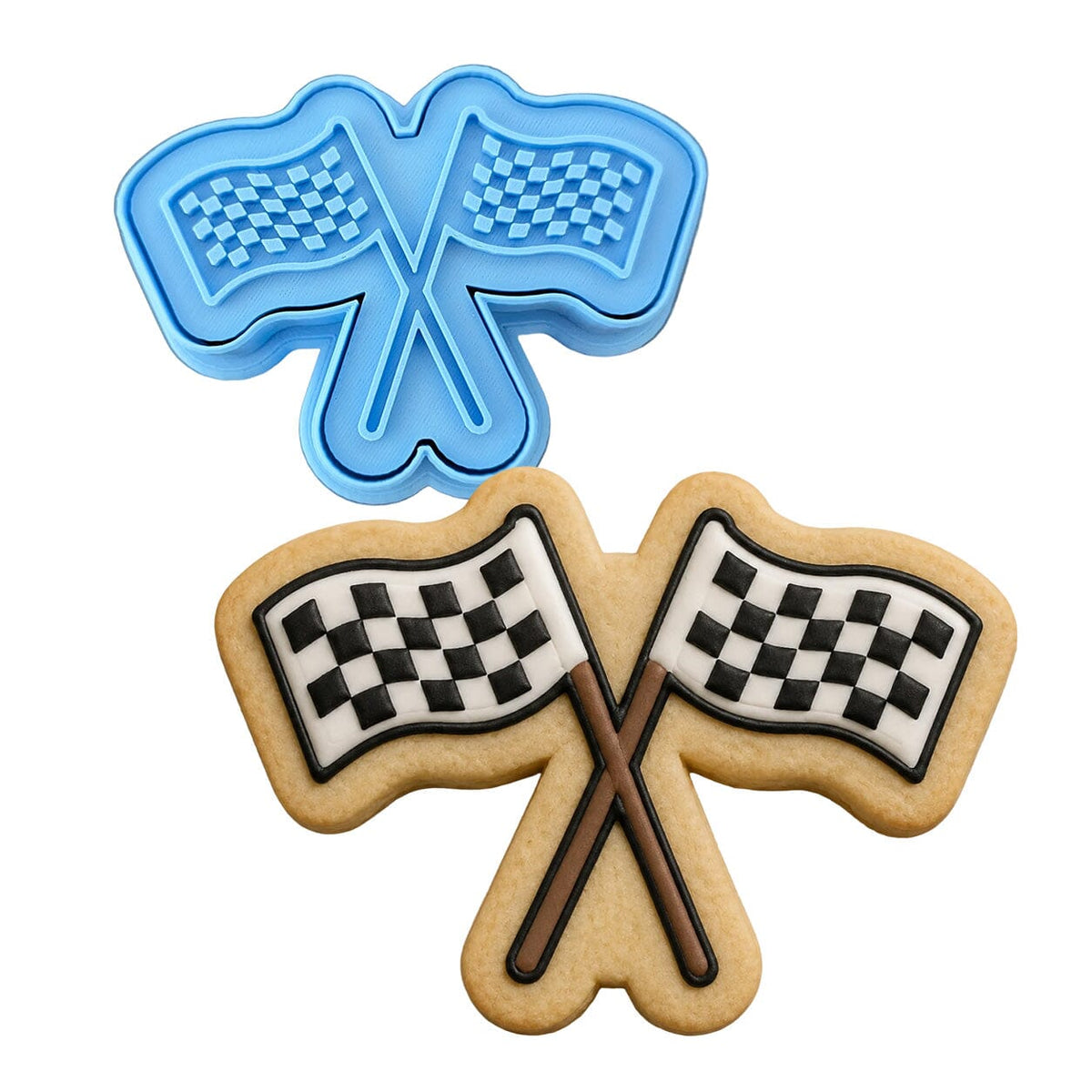 Checkered Flag Cookie Cutter | Stamp | Stencil #1 Cookie Cutters Cookie Cutter Lady MINI - 2 Inches (5cm) **BUNDLE** Cutter + Stamp 