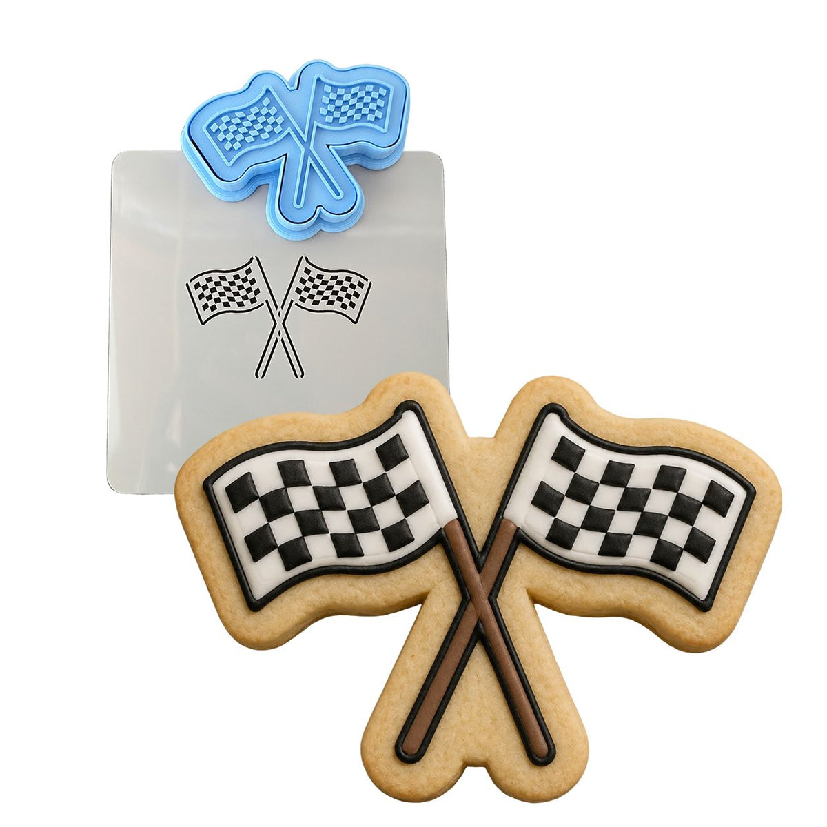 Checkered Flag Cookie Cutter | Stamp | Stencil #1 Cookie Cutters Cookie Cutter Lady 