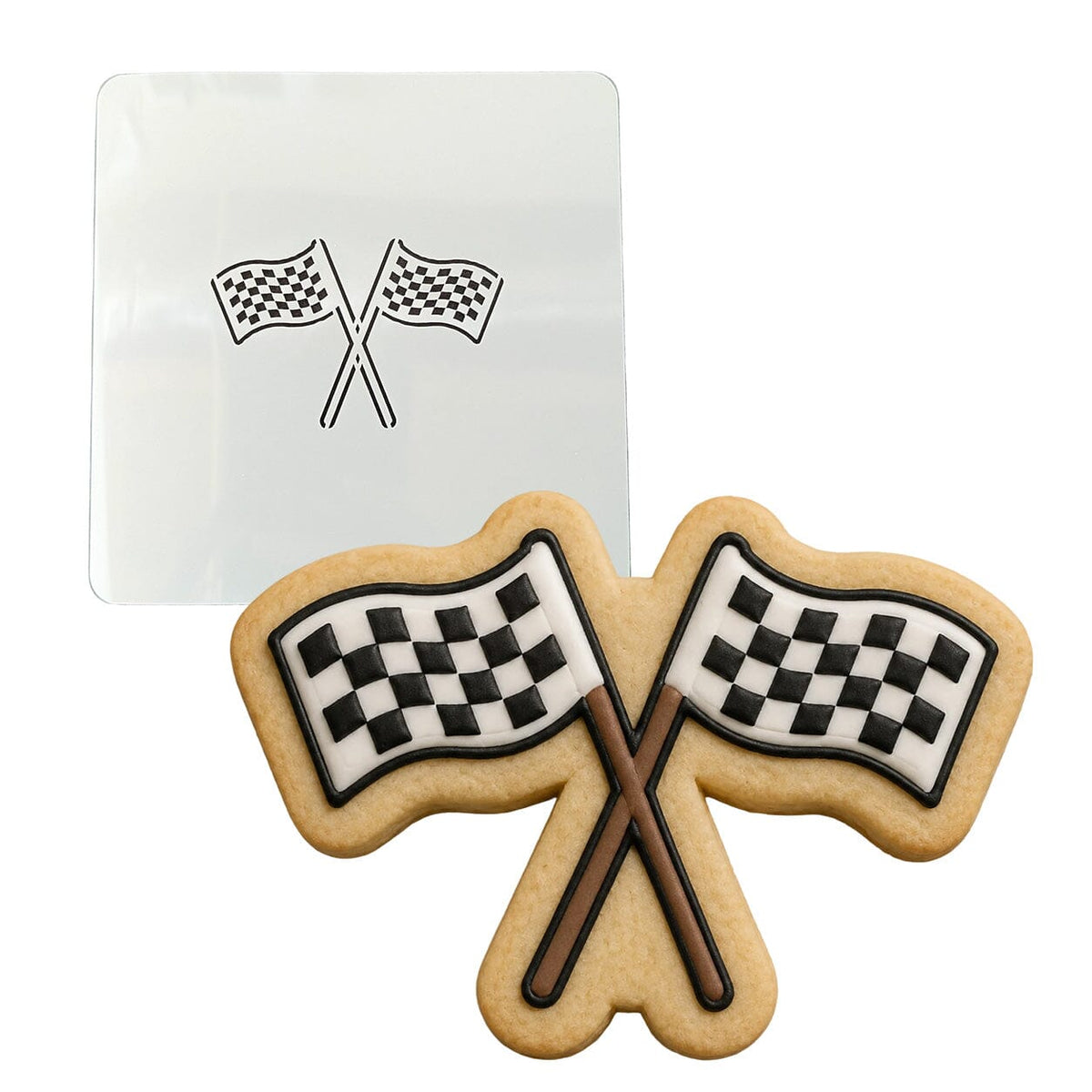 Checkered Flag Cookie Cutter | Stamp | Stencil #1 Cookie Cutters Cookie Cutter Lady MINI - 2 Inches (5cm) Stencil ONLY 