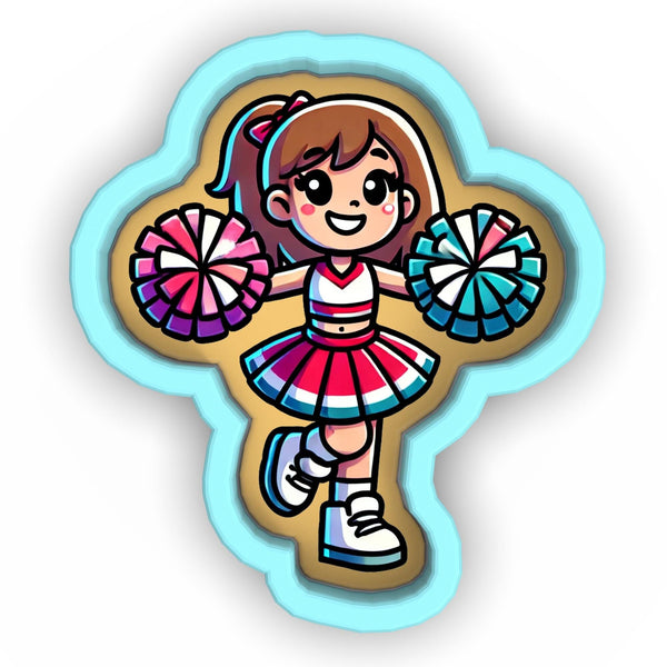 a cartoon girl with a cheerleader uniform