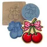 Cherry Pair Bow Cookie Cutter | Stamp | Stencil - SHARP EDGES - FAST Shipping - Choose Your Own Size! #1 Cookie Cutter Lady LITTLE - 3 Inches (7.62cm) **FULL SET BUNDLE** Cutter + Stamp + Stencil + Debosser **BEST DEAL** 