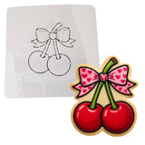 Cherry Pair Bow Cookie Cutter | Stamp | Stencil - SHARP EDGES - FAST Shipping - Choose Your Own Size! #1 Cookie Cutter Lady LITTLE - 3 Inches (7.62cm) Stencil ONLY 