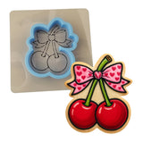 Cherry Pair Bow Cookie Cutter | Stamp | Stencil - SHARP EDGES - FAST Shipping - Choose Your Own Size! #1 Cookie Cutter Lady LITTLE - 3 Inches (7.62cm) **BUNDLE** Cutter + Stencil 
