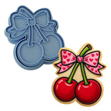 Cherry Pair Bow Cookie Cutter | Stamp | Stencil - SHARP EDGES - FAST Shipping - Choose Your Own Size! #1 Cookie Cutter Lady LITTLE - 3 Inches (7.62cm) **BUNDLE** Cutter + Stamp 