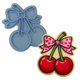 Cherry Pair Bow Cookie Cutter | Stamp | Stencil - SHARP EDGES - FAST Shipping - Choose Your Own Size! #1 Cookie Cutter Lady LITTLE - 3 Inches (7.62cm) Stamp ONLY 